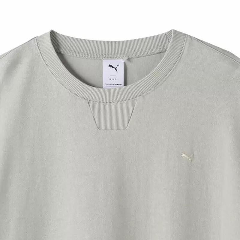 Puma Comfortable Fashionable Breathable Logo Solid Color Short Sleeve T-Shirt Unisex Tops Gray 629384-09