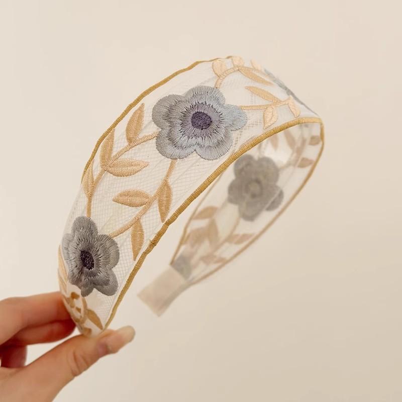Elegant Chiffon Embroidery Flower Hairband For Women Sweet Hair Decorate Headband Hair Hoop Band Hair Accessories