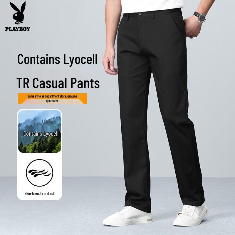 PLAYBOY Men s Tencel Lyocell Summer Thin Straight Leg Casual Pants 32