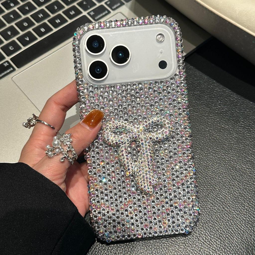 Luxury Diamond Bowknot iPhone Case with Lanyard for iPhone 11/12/13/16/17 Promax