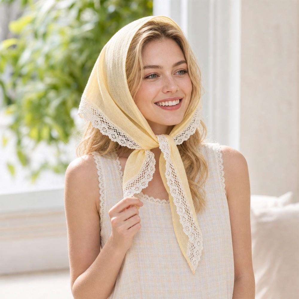 Solid Shawl Wrap Ramie Neckerchief New Headscarf Hair Accessories
