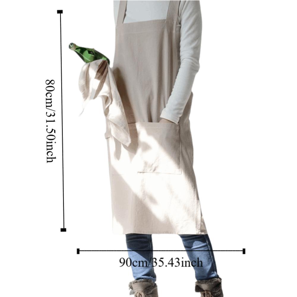 Solid Color Japanese Minimalist Kitchen Apron Cotton Household Waterproof Apron  Restaurant