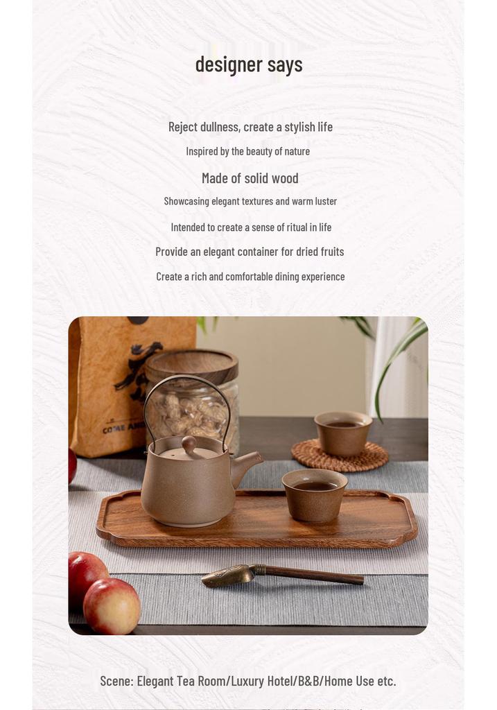Walnut Octagonal Tea Tray, Irregular Waterproof Solid Wood Plate, Dried Fruit & Photography Display