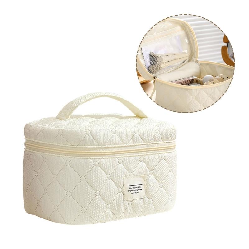Fashion Cotton Makeup Bag Storage Organized Spacious Beauty Case With Zippered Quilted Cosmetic Bags