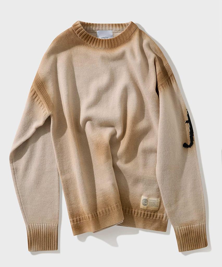 FFEFF STUDIO Vintage Washed Efro Logo Round Pullover (Beige)