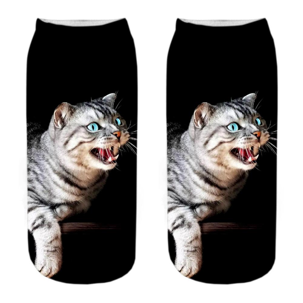 New  3D Print Funny Cute Cartoon Kitten Unisex Short Socks Creative Colorful Multiple Cat Happy Low Ankle Socks For Women