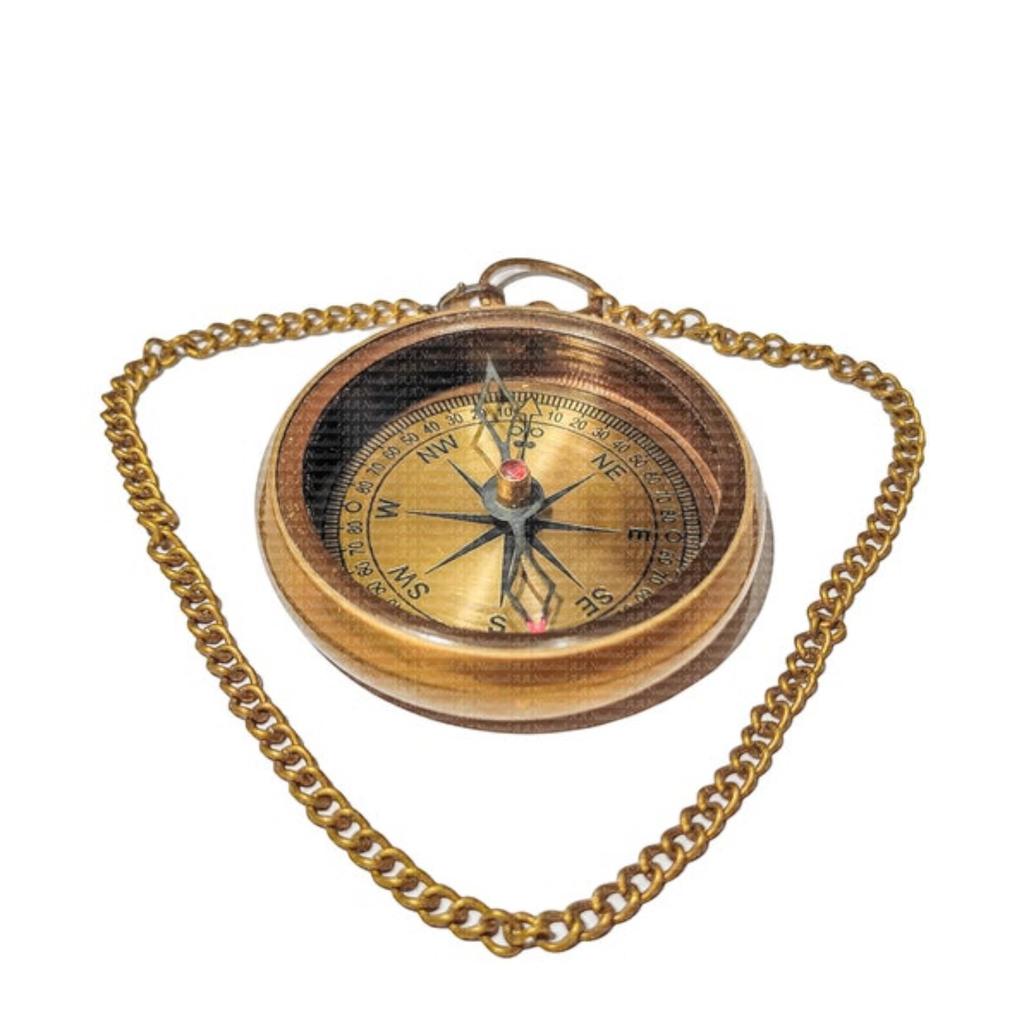 5X Magnifying Glass & Pocket Brass Compass | for Map Reading, Hiking, Trekking, Holiday Decor, Birthday Gift For Him, Christmas Decor