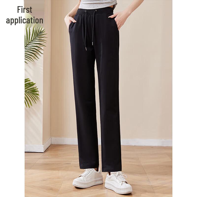 

Chushen Women s Solid Color High-Waist Straight Leg Sweatpants M