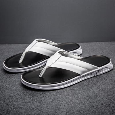 FashionMen Genuine Leather Slippers Summer New Arrival Man Flip Flops Fashion Pinch Feet High Quality Male Beach Shoes Outdoor Footwear