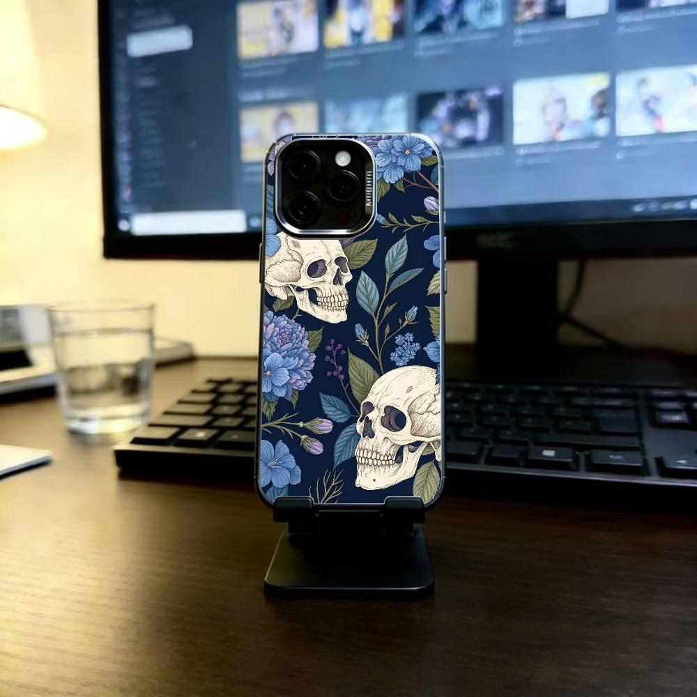 

Hype Skull Phone Case For iPhone 17,16,15,14,13,12,11 Plus,Pro Max,XS,Colorful Silver Black Cover iPhone15ProMax