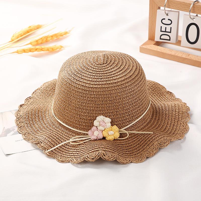 Kids Girls Flower Summer Caps Fashion Children Sunscreen Sun Hat Straw Hat Bag for Beach Baby Accessories for 2-8 Years Kids