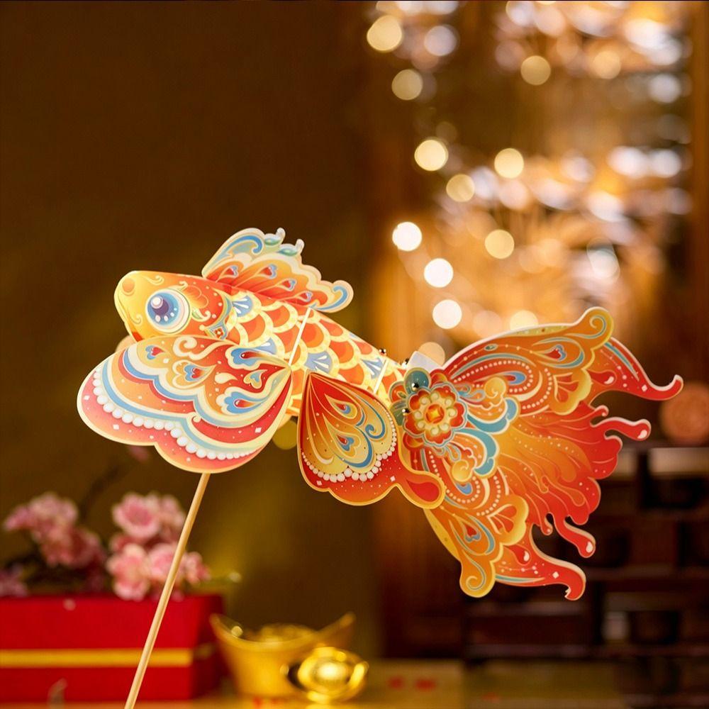 DIY Material Package New Year Koi Fish Lantern Luminous Hand-held Lantern  Mid-Autumn Festival