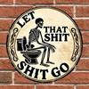 2D Wall Art Skull Humorous Metal Sign for Bathroom Garden Yard Decor