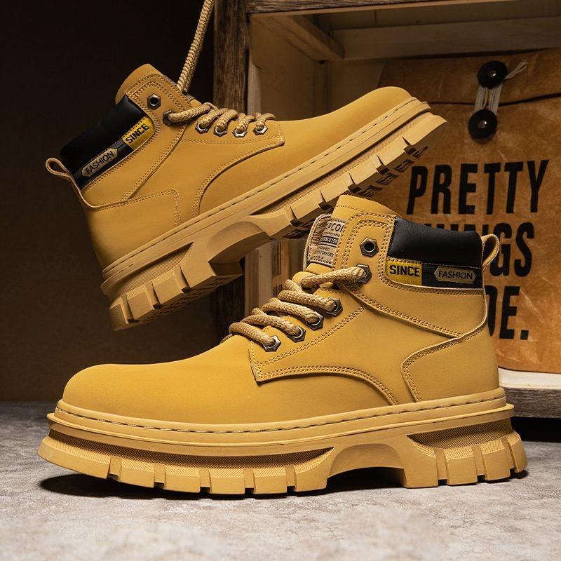 Fashion Vintage Men Platform Ankle Boots Autumn Winter British Chelsea Leather Boots Outdoor Non Slip Warm Casual Work Boot Botas Hombre