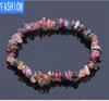 Pulseira colorida de turmalina de pedra natural feita à mão com chip de cristal irregular pulseira de cascalho joias femininas