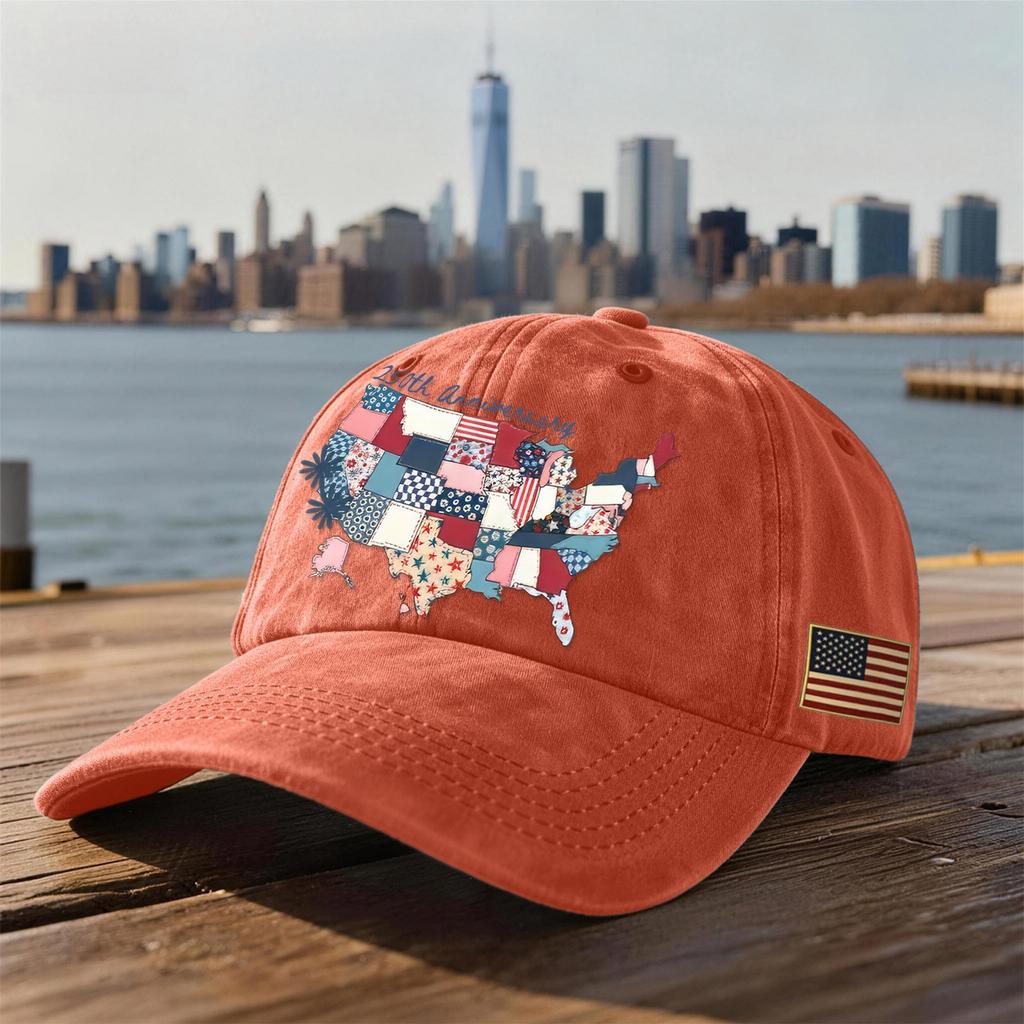 Unisex USA 250th Anniversary Printed Distressed Washed Baseball Cap | Patriotic Vintage Hat For Celebrations