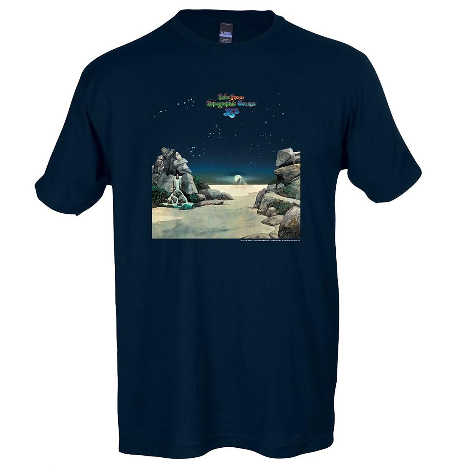 Men s Yes Tales From Topographic Oceans Slim Fit T-shirt Medium Navy XXL