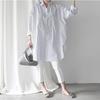 2025 Women's Plus Size Striped Long Sleeve Shirt - Casual, Loose Fit, 4 Colors, Japan & South Korea Style