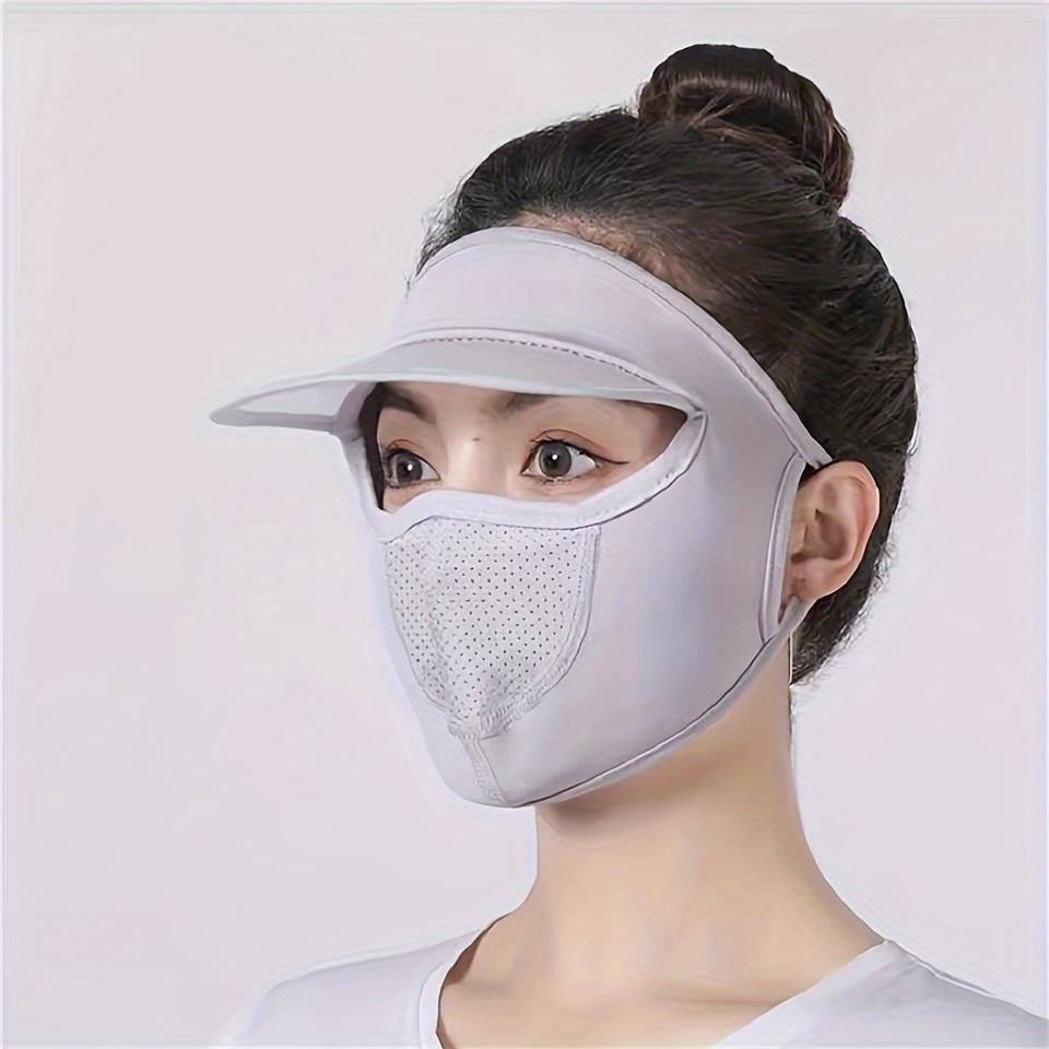 Women Sporty UPF Sun Mask with Visor - Ice Sliky Fiber Breathable Lightweight Summer, Washable Reusable Face Cover for Outdoor Activities