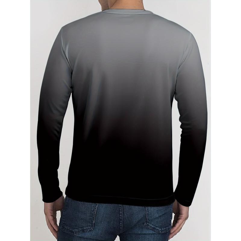 Autumn Round Neck Color Block 'Faith' Graphic 3D Printed T-shirts Fashionable Casual Long Sleeved Men's T-shirts