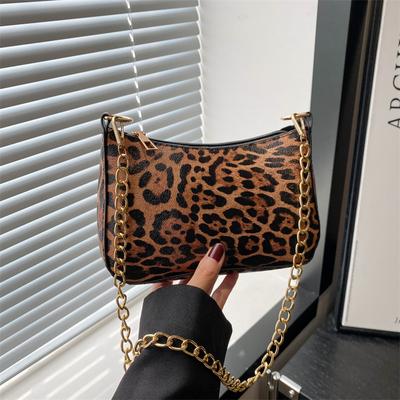 French Commuter Crescent Bag, Foreign Style Fashionable And Simple Leopard Print Single Shoulder Underarm Handbag