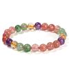 Jingde Natural Tourmaline Strawberry Crystal Women's Round Bead Bracelet Gift Jewelry.