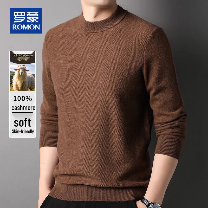 ROMON Men's 100% Cashmere Half-Turtleneck Sweater