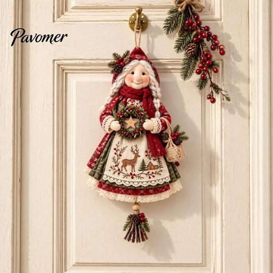 Landhaus-Urlaubsdekoration Handgefertigt Glücksbringer Oma Ornament, Vintage Winter Oma Hängeanhänger Weihnachtsdekorationen mit Korb, Sentimental
