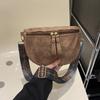 Women's PU Leather Waist Bags Stylish Hobo Solid Color Shoulder Satchel Luxury Designer Chest Bag Wide Strap Fashion Fanny Pack