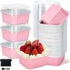 50Pcs Aluminum Foil Mini Square Baking Cups Ramekins Cake Pans Cupcake Baking Cup Containers for Bread Muffin Brownie Cheesecake