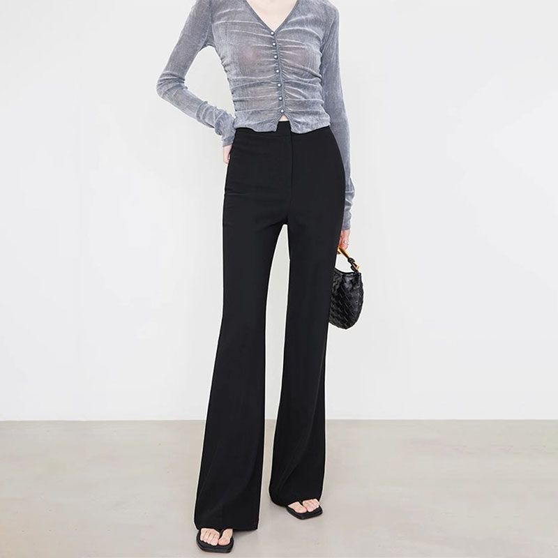

Black Drape Fall and Winter Plus Size Ladies Stretch Slim Flare Pants Black [Regular] 40-45kg