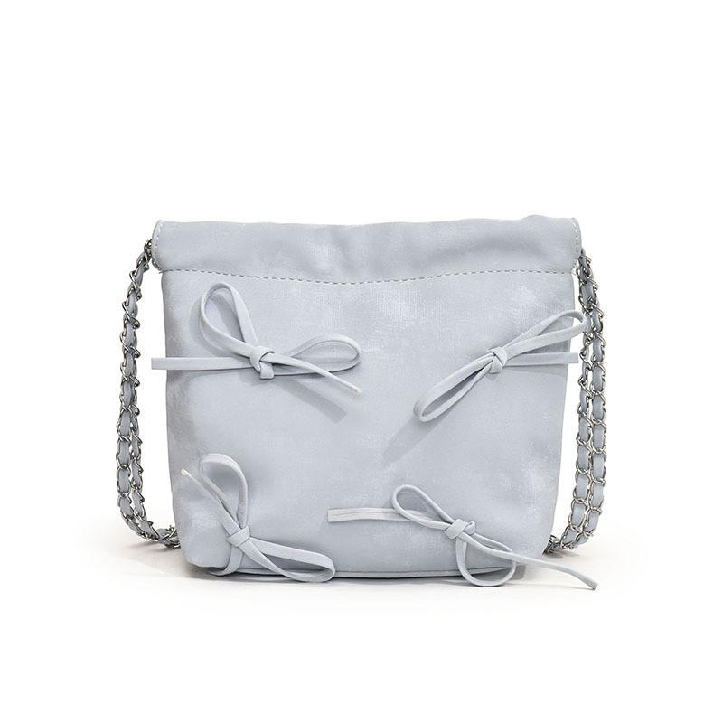Versatile Childrens Shoulder Bag With Chain Strap Available In Blue Khaki Pink Black White And Silver синий