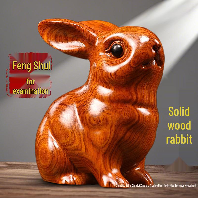 

Украшение-кролик из массива дерева: Птерокарпус Розовый Зодиак Кролик Домашний Декор - Подарок на День Рождения Ebony Rabbit, 8cm