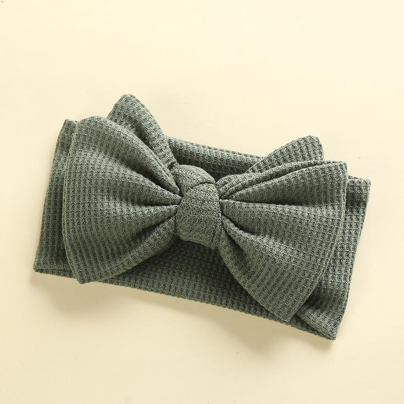 European & American Handmade Baby Hair Accessory: Large Bow Double Layer Waffle Texture Headband for Kids