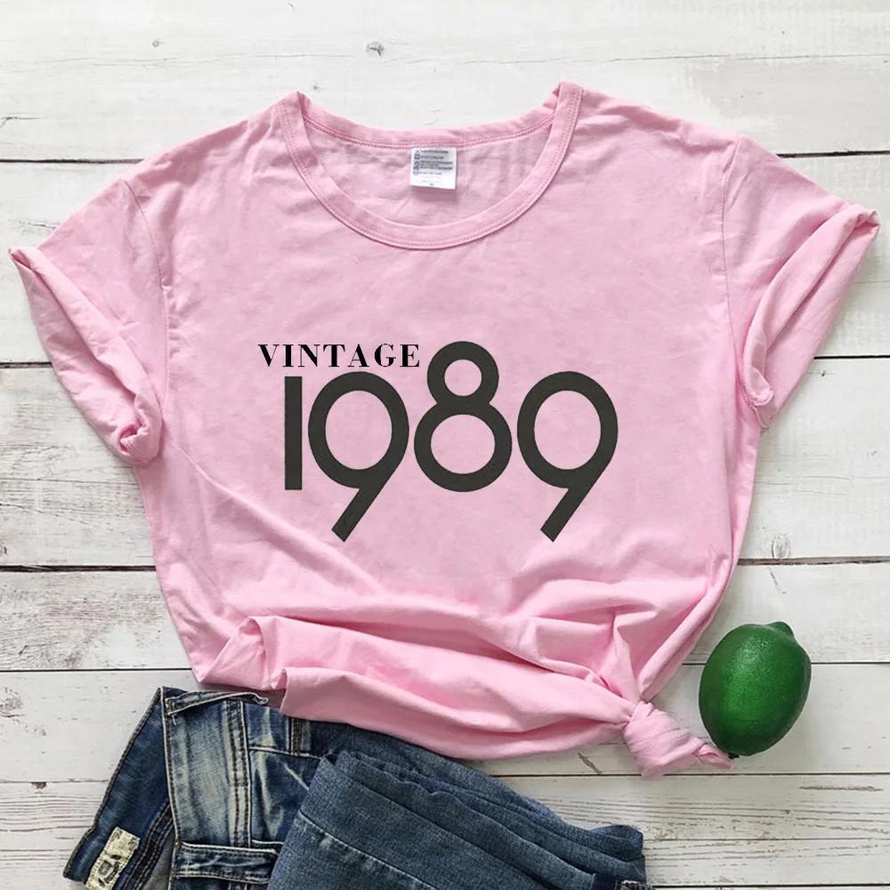 Vintage 1989 Letter Print Women T Shirt Short Sleeve O Neck Loose Women Tshirt Ladies Tee Shirt Clothes Camisetas Mujer