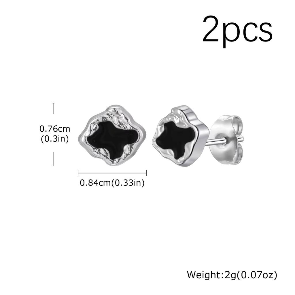 Vnox Hiphop Blue Black Enamel Earrings for Men Women, Punk Irregular Metal Stud Earrings, Gothic Punk Piercing Jewelry Gifts New