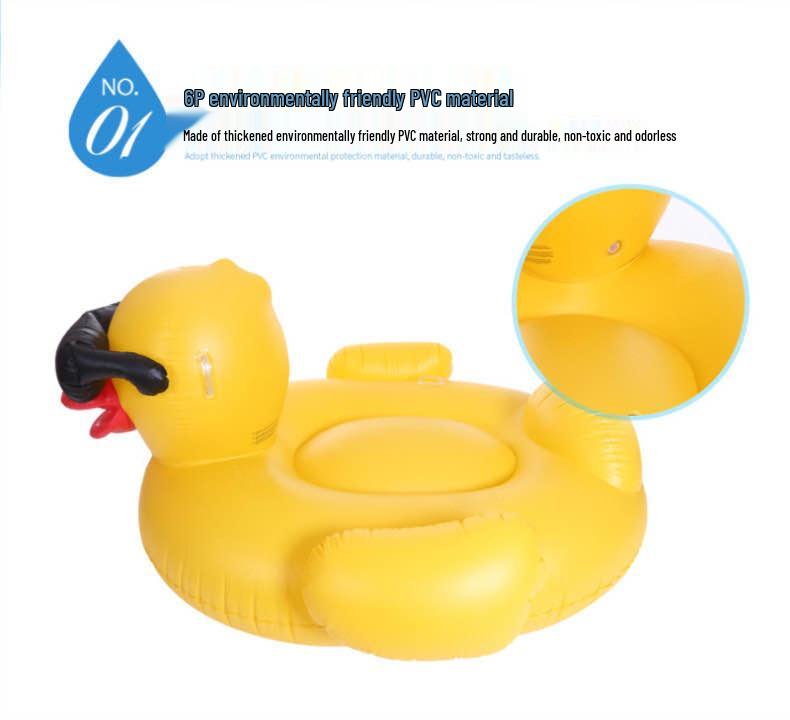 Inflatable Big Yellow Duck Float Bed - Thickened, Big-Eyed Playground Raft