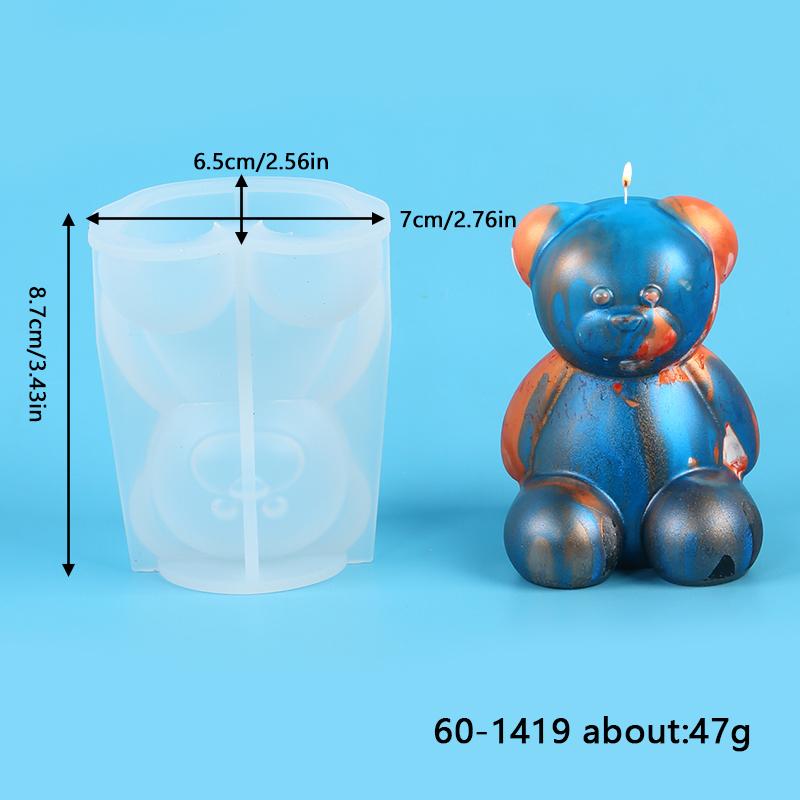 Bear Candle Silicone Mold for Valentine's Day Gift 3D Bear with Heart Aromatherapy Soap Plaster Gypsum Ornament Mould Home Decor