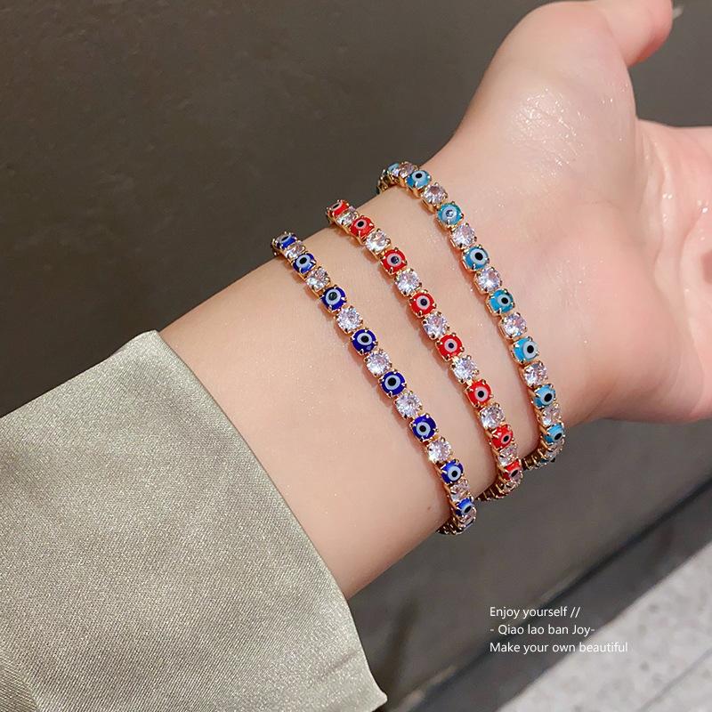 Sweet Luxury Devil'S Eye Zircon Geometric Buckle Bracelet For Women Jewelry Accessories Gifts