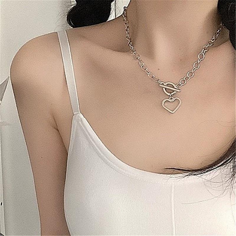 Punk Retro Heart Pendant Choker Collar Hip Hop Chunky Thick Chain Necklace Women Jewelry Gift