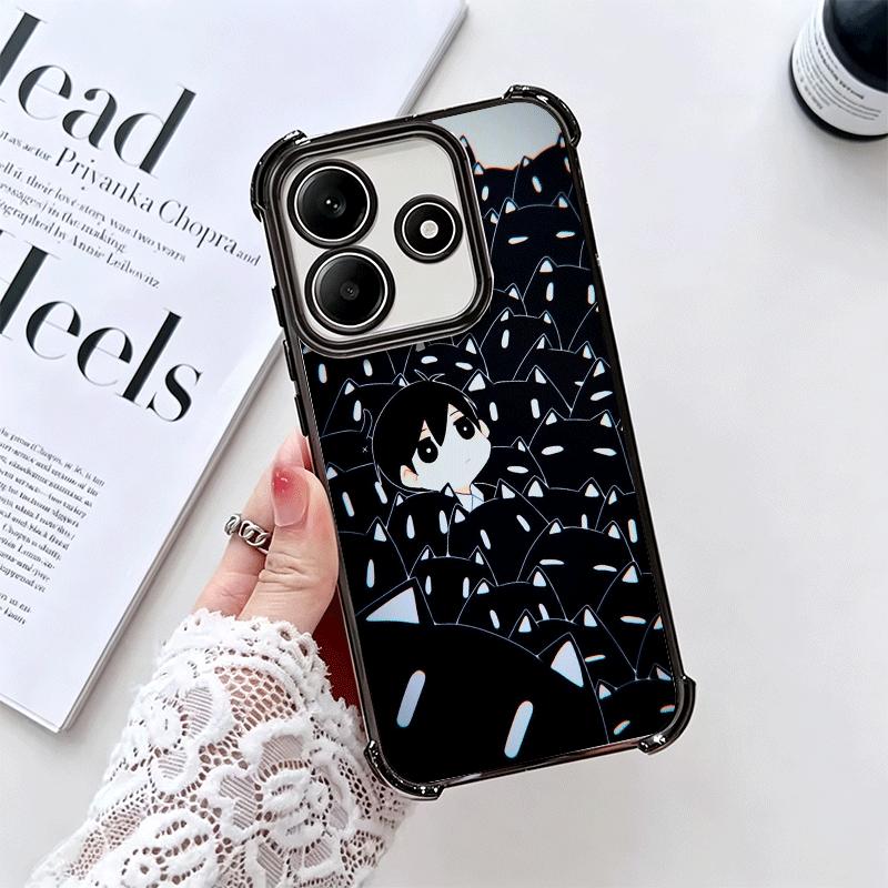 O-Omori Cartoon Game Plating Phone Case For Xiaomi Redmi Note 14 15 Pro Plus 13 12 11 11S 11T 10 9S 9 5G Anti-Fall Airabag Cover
