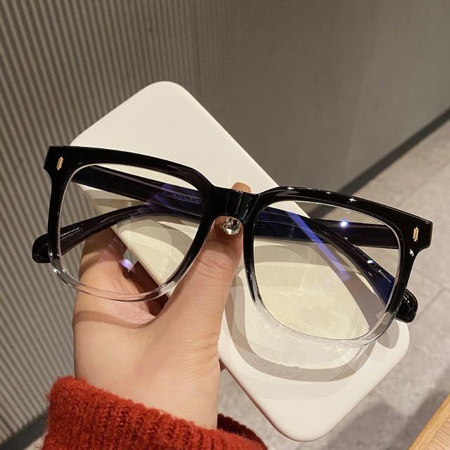 Oversized Myopia Glasses Women Men Anti -Blue Light Computer Glasses Diopter Lens Eyewear Luxury Prescription Optical Eyeglasses