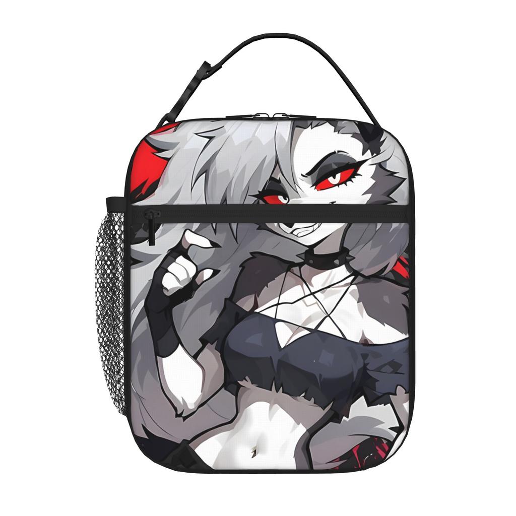 1 Piece Portable Lunch Container Loona Fan Goth Anthro Wolf Neon Zipper Closure Durable Pocket H-Helluva Boss For Lunch Box Bag