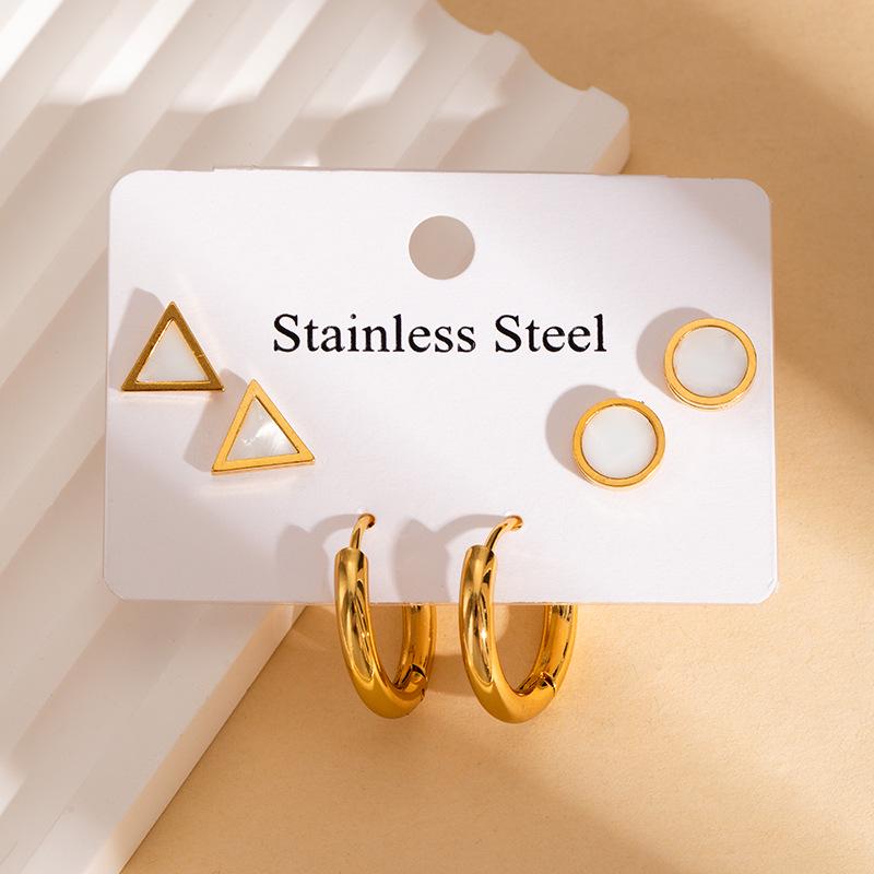 Elegant Stainless Steel Butterfly & Four-Leaf Clover Earrings: Colorfast, Versatile Design for Women.