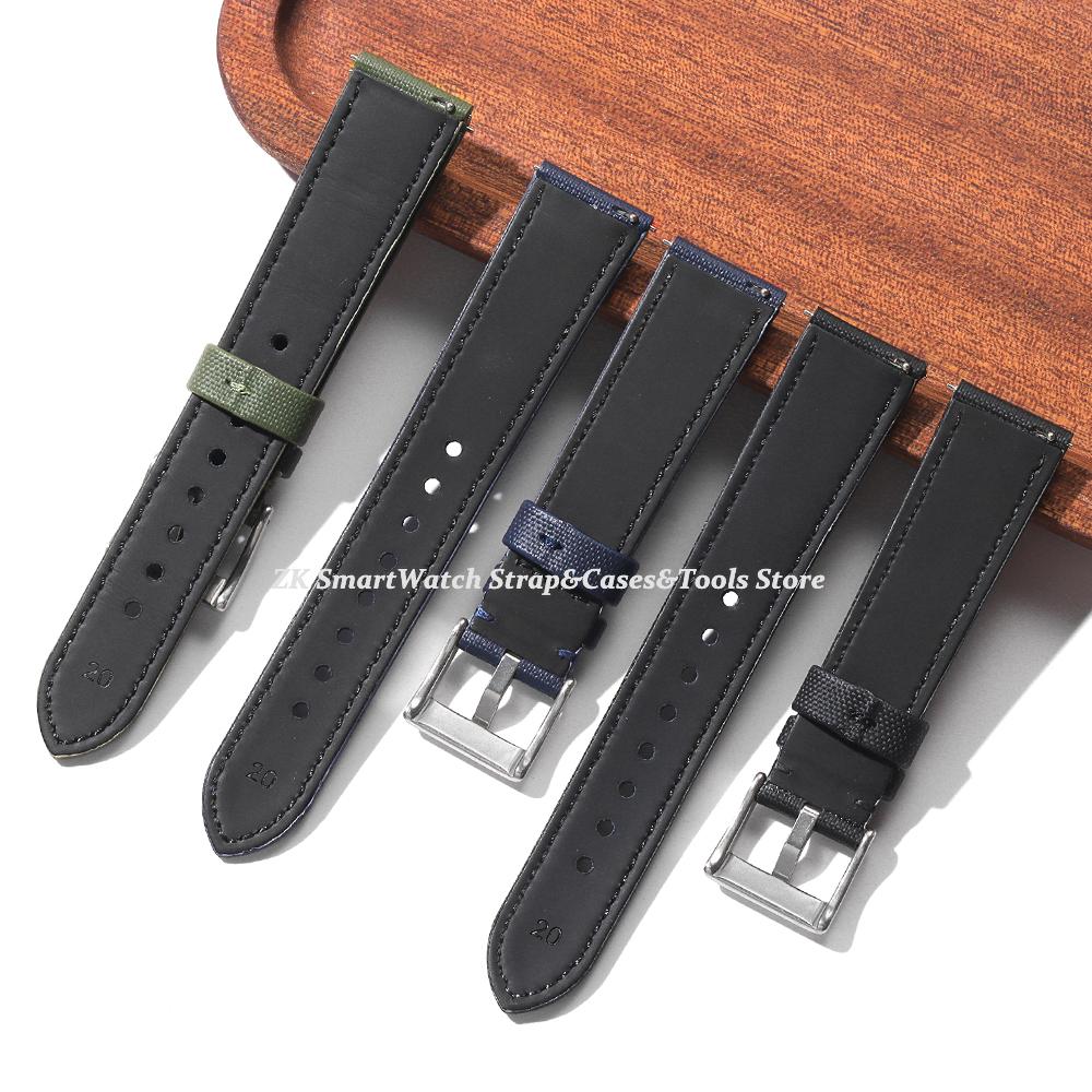 18mm 20mm 22mm Nylon+Skóra Pasek do Zegarka Oddychająca Miękka Opaska na Nadgarstek dla Omega 007 Bransoleta Mężczyźni Kobiety Szybkie Uwalnianie Akcesoria