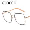Anti Blue Light Computer Myopia Glasses Women Men Metal Frame Oversized Square Nearsighted Eyeglasses Eye Prescription 0 To -6.0