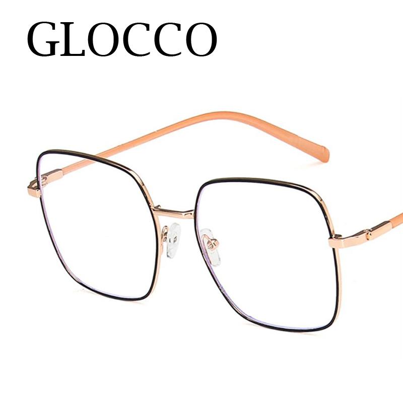 Anti Blue Light Computer Myopia Glasses Women Men Metal Frame Oversized Square Nearsighted Eyeglasses Eye Prescription 0 To -6.0