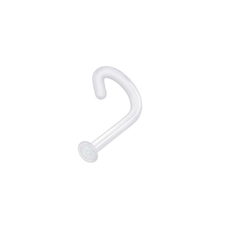 Transparent Color Glass C-Shaped L-Bend Nose Stud Ring - Invisible Curved Bar Nose Jewelry