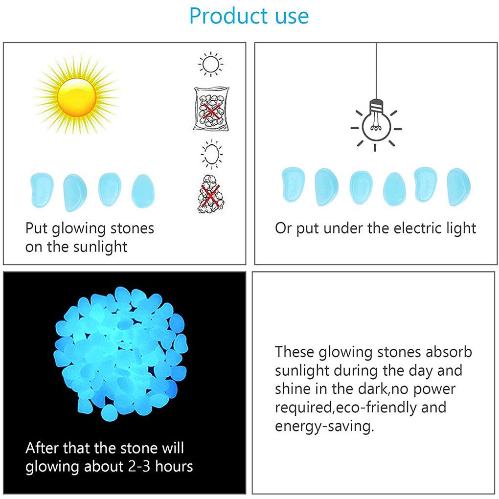 100pcs Small Stones Fish Tank Glowing Pebble Stones Aquarium Flower Pot Decorative Artificial Plastic Pebbles Home Decoration