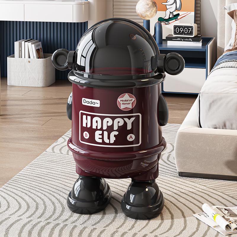 Cute Astronaut Robot With Lid, Large-capacity Dustproof Trash Can, Creative Home Decor, Living Room, Bedroom, Kitchen Waste Bask